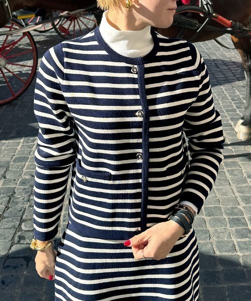 JENNE(ジェンヌ)の「マリン風ニットジャケット(カーディガン/ボレロ・レディース・グレー/ネイビー/グリーン・SMALL/MEDIUM/LARGE)」の17枚目の写真