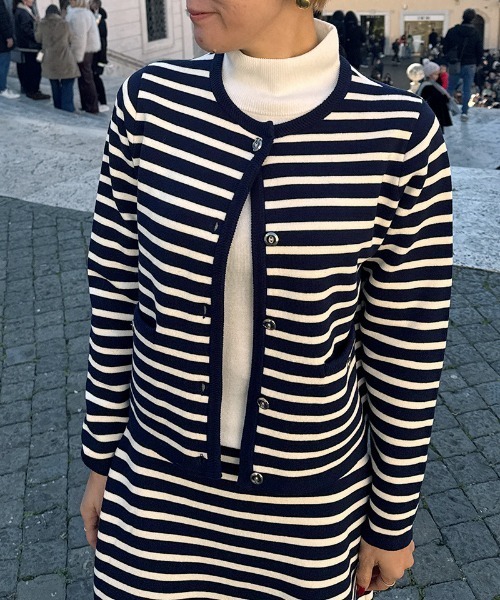 JENNE(ジェンヌ)の「マリン風ニットジャケット(カーディガン/ボレロ・レディース・グレー/ネイビー/グリーン・SMALL/MEDIUM/LARGE)」の18枚目の写真
