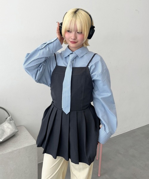 mul.(ムル)の「プリーツキャミワンピース(ワンピース・レディース・グレー/ブラック・FREE)」の2枚目の写真