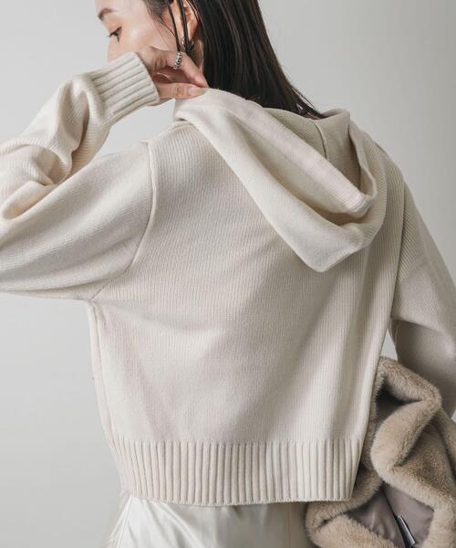 SENSE OF PLACE by URBAN RESEARCH（センスオブプレイスバイアーバンリサーチ）の「コンパクトフーディセーター（ニット/セーター・レディース・アイボリー/チャコールグレー/レッド・ONE）」の8枚目の写真