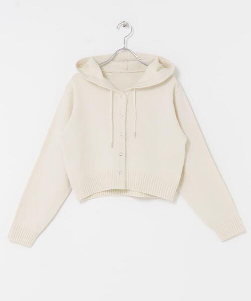 SENSE OF PLACE by URBAN RESEARCH（センスオブプレイスバイアーバンリサーチ）の「コンパクトフーディセーター（ニット/セーター・レディース・アイボリー/チャコールグレー/レッド・ONE）」の12枚目の写真