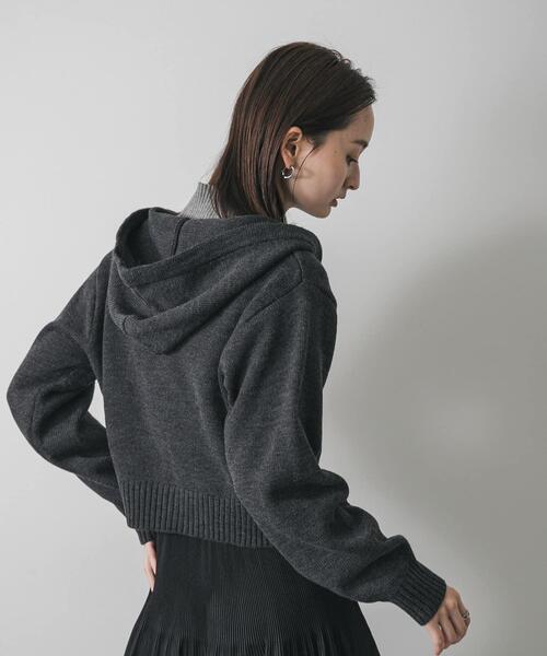 SENSE OF PLACE by URBAN RESEARCH（センスオブプレイスバイアーバンリサーチ）の「コンパクトフーディセーター（ニット/セーター・レディース・アイボリー/チャコールグレー/レッド・ONE）」の16枚目の写真