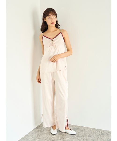 セール】レースサテンロングパンツ（ルームウェア/パジャマ）｜gelato