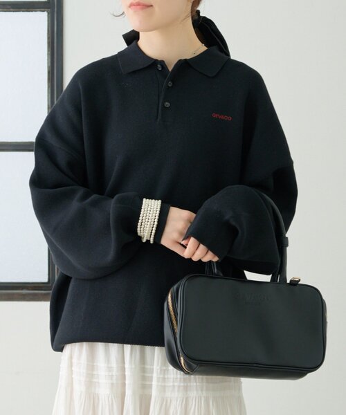 GEVACO(ゲバコ)の「【GEVACO】ロングスリーブニットポロ(ニット/セーター・レディース・ブラウン/グレー/ブラック・LARGE/MEDIUM)」の4枚目の写真