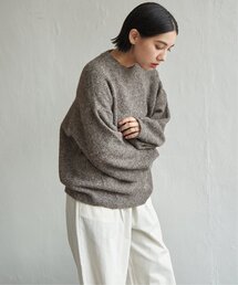 クルーネック杢ニット