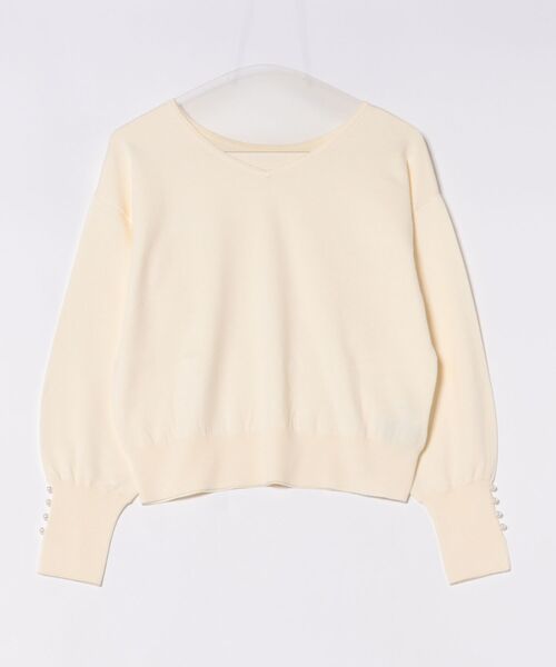 STRAWBERRY-FIELDS（ストロベリーフィールズ）の「ソフティカシミヤ_2WAY袖口パールニット（ニット/セーター・レディース・ローズ/オフホワイト/トップグレー/ブラック・2）」の15枚目の写真