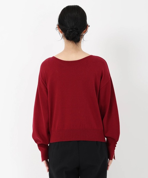 STRAWBERRY-FIELDS（ストロベリーフィールズ）の「ソフティカシミヤ_2WAY袖口パールニット（ニット/セーター・レディース・ローズ/オフホワイト/トップグレー/ブラック・2）」の7枚目の写真