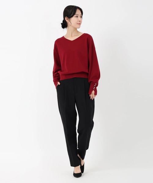 STRAWBERRY-FIELDS（ストロベリーフィールズ）の「ソフティカシミヤ_2WAY袖口パールニット（ニット/セーター・レディース・ローズ/オフホワイト/トップグレー/ブラック・2）」の13枚目の写真