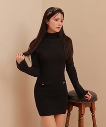 lib knit Verde mini dress/リブニットヴェルデミニドレス