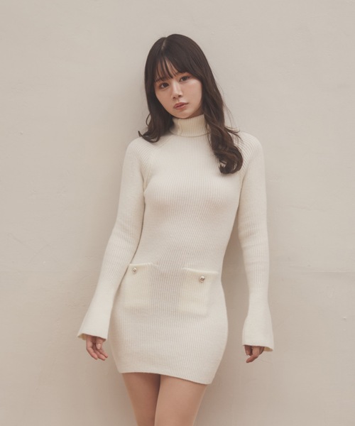 M DOLLY(エムドリー)の「lib knit Verde mini dress/リブニットヴェルデミニドレス(ワンピース・レディース・アイボリー/ブラック/グレー・FREE)」の19枚目の写真