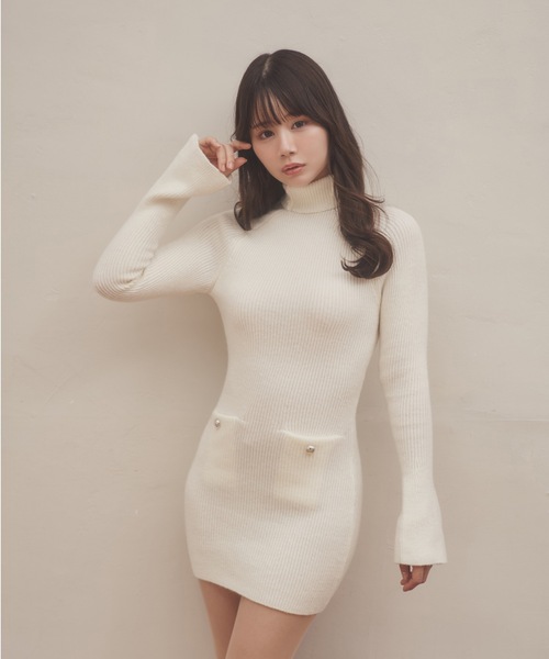 M DOLLY(エムドリー)の「lib knit Verde mini dress/リブニットヴェルデミニドレス(ワンピース・レディース・アイボリー/ブラック/グレー・FREE)」の20枚目の写真