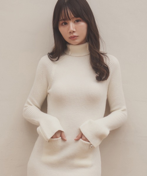 M DOLLY(エムドリー)の「lib knit Verde mini dress/リブニットヴェルデミニドレス(ワンピース・レディース・アイボリー/ブラック/グレー・FREE)」の21枚目の写真