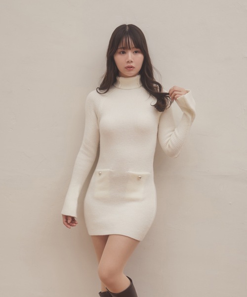 M DOLLY(エムドリー)の「lib knit Verde mini dress/リブニットヴェルデミニドレス(ワンピース・レディース・アイボリー/ブラック/グレー・FREE)」の22枚目の写真