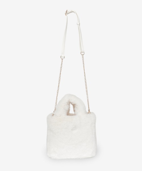 Honeys（ハニーズ）の「チェーン付ファーバッグ（ハンドバッグ・レディース・ベージュ/アイボリー/グレー・FREE）」の12枚目の写真