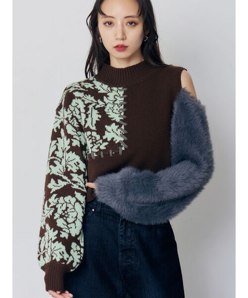 セール】ショルダーフラワーシャギーニット（ニット/セーター）｜MURUA