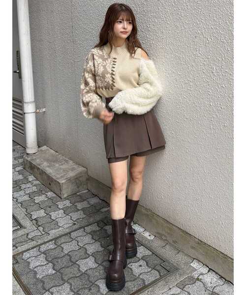 MURUA（ムルーア）の「ショルダーフラワーシャギーニット（ニット/セーター・レディース・ブラック/アイボリー/ネイビー/ブラウン・FREE）」の18枚目の写真