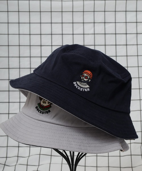 セール】DUCKSTER おじさん柄 刺繍 バケットハット 帽子 男女兼用