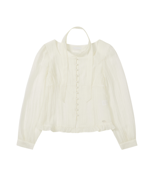 ILLIGO(イリゴ)の「リボンタイスクエアネックロングブラウスクリーム(シャツ/ブラウス・レディース・その他・SMALL/MEDIUM)」の4枚目の写真