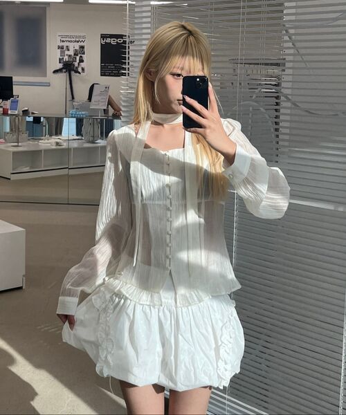 ILLIGO(イリゴ)の「リボンタイスクエアネックロングブラウスクリーム(シャツ/ブラウス・レディース・その他・SMALL/MEDIUM)」の6枚目の写真