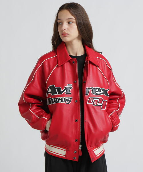 AVIREX×MOUSSY》LEATHER VARSITY JACKET（スタジャン）｜MOUSSY