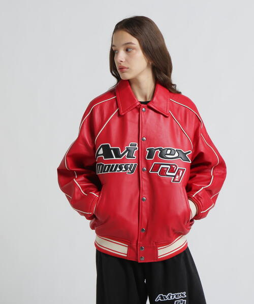 MOUSSY(マウジー)の「《AVIREX×MOUSSY》LEATHER VARSITY JACKET(スタジャン・レディース・レッド・F)」の21枚目の写真