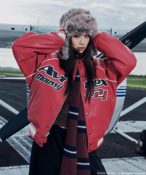 AVIREX×MOUSSY》LEATHER VARSITY JACKET（スタジャン）｜MOUSSY