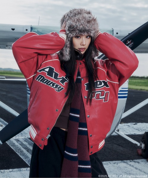 (牛革)アベリックススタジャン(赤) 牛革】AVIREX レザージャケット 赤 M スタジャン 本革