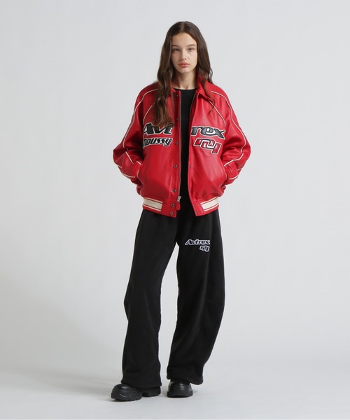 Avirex moussy ブラック スタジャン AVIREX×MOUSSY》LEATHER VARSITY JACKET（スタジャン）｜MOUSSY