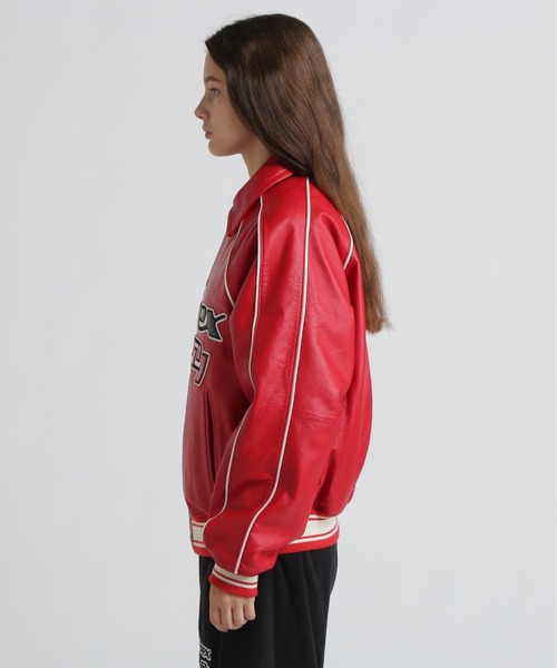 MOUSSY(マウジー)の「《AVIREX×MOUSSY》LEATHER VARSITY JACKET(スタジャン・レディース・レッド・F)」の9枚目の写真