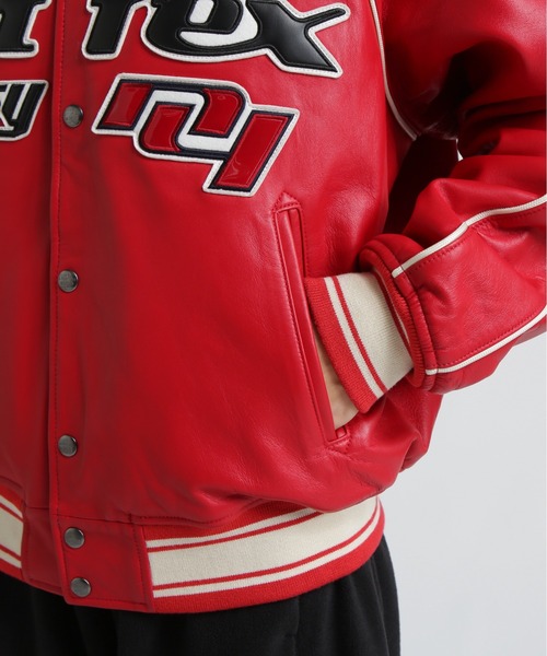 MOUSSY(マウジー)の「《AVIREX×MOUSSY》LEATHER VARSITY JACKET(スタジャン・レディース・レッド・F)」の13枚目の写真