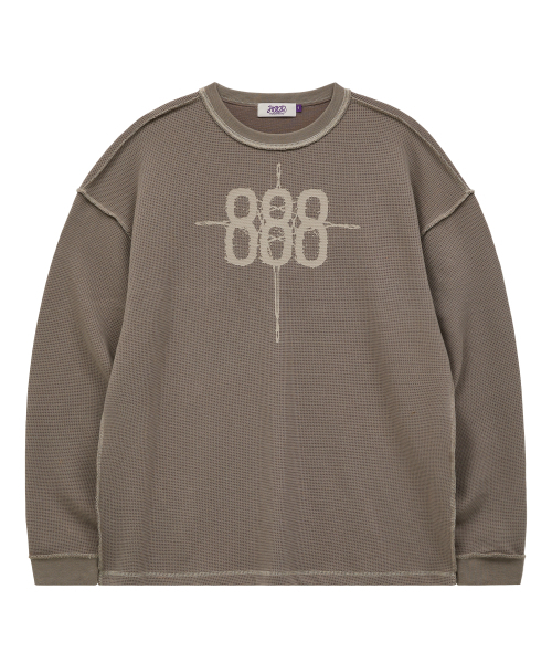 HOODHOOD(フッドフッド)の「888ワッフルロングスリーブTシャツグレーグレーベージュ(Tシャツ/カットソー・レディース・その他・1/2)」の5枚目の写真