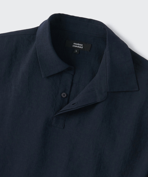 MUSINSA STANDARD（ムシンサスタンダード）の「リラックスドリネンライクトニック半袖シャツ[ネイビー]（シャツ/ブラウス・メンズ・その他・SMALL/MEDIUM/LARGE/X-LARGE/XX-LARGE）」の6枚目の写真