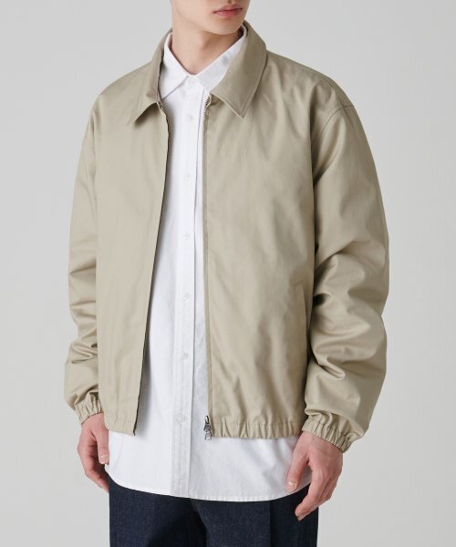 コットンミニマルブルゾンジャケット[ベージュ]