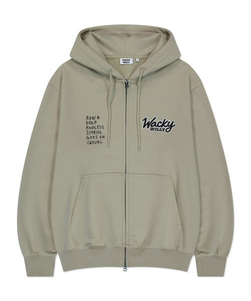 Wacky WiLLy(ワッキーウィリー)の「タイポアプリケ フードジップアップ ベージュ(パーカー・レディース・その他・X-LARGE/SMALL/MEDIUM/LARGE)」の2枚目の写真