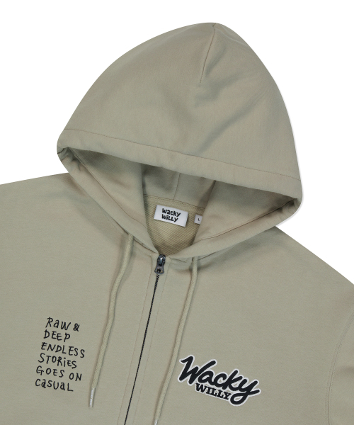 Wacky WiLLy(ワッキーウィリー)の「タイポアプリケ フードジップアップ ベージュ(パーカー・レディース・その他・X-LARGE/SMALL/MEDIUM/LARGE)」の4枚目の写真