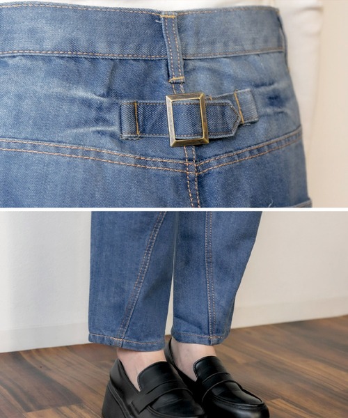 MARAI(マーライ)の「サルエルデニムパンツ ジーンズ ワイドパンツ キレイめ(デニムパンツ・レディース・ブルー/ワンウォッシュ/ホワイト/ネイビー・S/LL/L/4L/3L/M)」の21枚目の写真