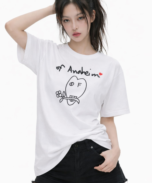 GRAVER（グレーバー）の「[ユニセックス]ドローイングフラワーロゴ半袖Tシャツ_2カラー（Tシャツ/カットソー・レディース・ホワイト/ブラック・LARGE/X-LARGE/SMALL/MEDIUM）」の7枚目の写真