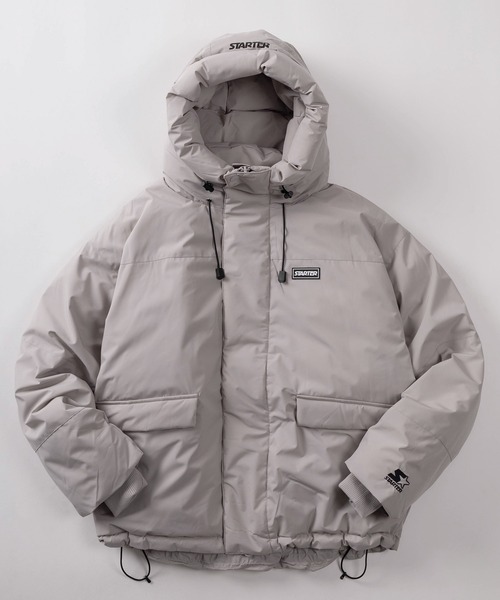 STARTER(スターター)の「【88】【STARTER/スターター】ロゴワンポイント ファイバーダウン フード ジャケット/【防風】【撥水】【ストレッチ】(ダウンジャケット/コート・メンズ・グレー/ブラック/カーキ・M/L/XL)」の1枚目の写真