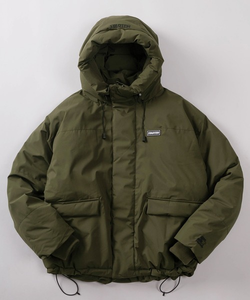 STARTER(スターター)の「【88】【STARTER/スターター】ロゴワンポイント ファイバーダウン フード ジャケット/【防風】【撥水】【ストレッチ】(ダウンジャケット/コート・メンズ・グレー/ブラック/カーキ・M/L/XL)」の3枚目の写真