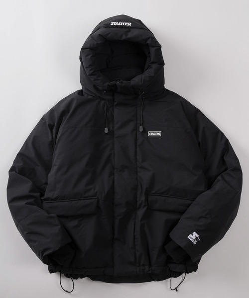 STARTER(スターター)の「【88】【STARTER/スターター】ロゴワンポイント ファイバーダウン フード ジャケット/【防風】【撥水】【ストレッチ】(ダウンジャケット/コート・メンズ・グレー/ブラック/カーキ・M/L/XL)」の2枚目の写真