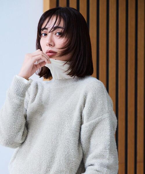 cloenc(クロエンス)の「【手洗い可】ラメフェザークルーネックニット(ニット/セーター・レディース・グレー系3/ゴールド系3/ベージュ系その他6・02)」の22枚目の写真