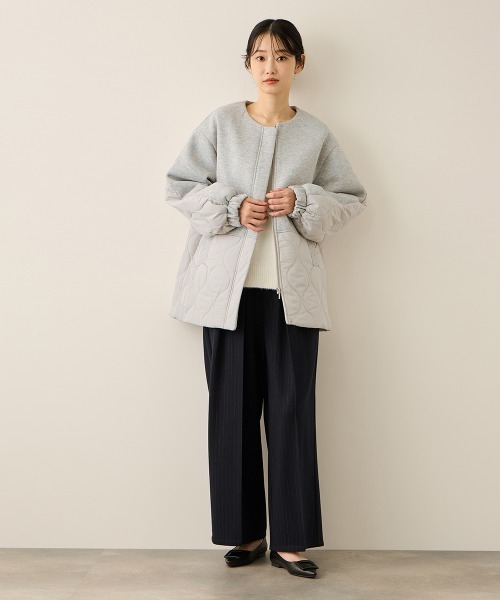 セール】ダンボール中綿切り替えノーカラージャケット≪手洗い可能