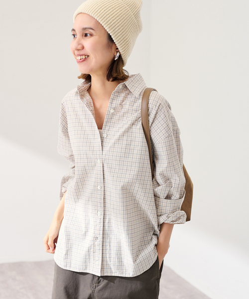 FRAMeWORK(フレームワーク)の「ミニチェックレギュラーシャツ(シャツ/ブラウス・レディース・キャメル/ブラック/ベージュ・FREE)」の2枚目の写真