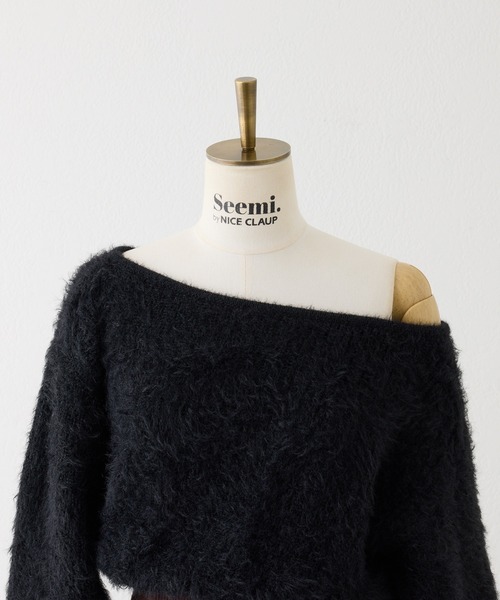 Seemi. byNICECLAUP（ シーミーバイナイスクラップ）の「【Seemi.】切り替えニットワンピ（ワンピース・レディース・ブラック/パープル系その他/ベージュ・FREE）」の4枚目の写真