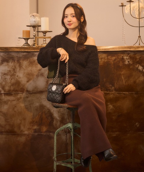 Seemi. byNICECLAUP（ シーミーバイナイスクラップ）の「【Seemi.】切り替えニットワンピ（ワンピース・レディース・ブラック/パープル系その他/ベージュ・FREE）」の11枚目の写真