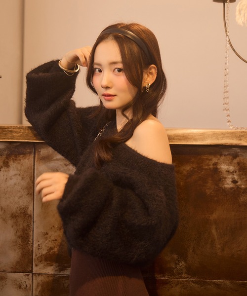 Seemi. byNICECLAUP（ シーミーバイナイスクラップ）の「【Seemi.】切り替えニットワンピ（ワンピース・レディース・ブラック/パープル系その他/ベージュ・FREE）」の13枚目の写真