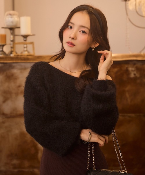 Seemi. byNICECLAUP（ シーミーバイナイスクラップ）の「【Seemi.】切り替えニットワンピ（ワンピース・レディース・ブラック/パープル系その他/ベージュ・FREE）」の15枚目の写真