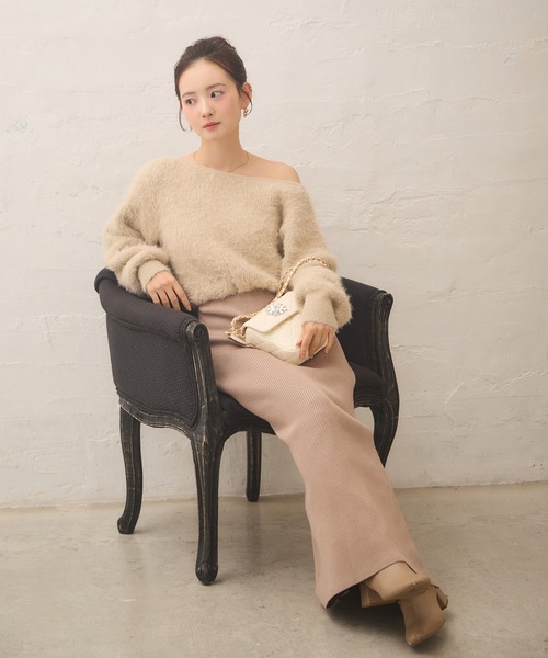 Seemi. byNICECLAUP（ シーミーバイナイスクラップ）の「【Seemi.】切り替えニットワンピ（ワンピース・レディース・ブラック/パープル系その他/ベージュ・FREE）」の20枚目の写真