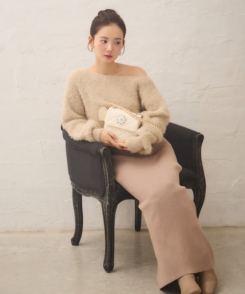 Seemi. byNICECLAUP（ シーミーバイナイスクラップ）の「【Seemi.】切り替えニットワンピ（ワンピース・レディース・ブラック/パープル系その他/ベージュ・FREE）」の21枚目の写真