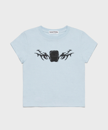 SPフラッフィークロップ半袖Tシャツブルー